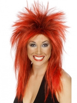 Rock Diva Wig - Red and Black
