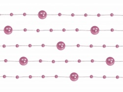 Girlanda s tmavě růžovými perleťovými kuličkami