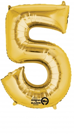 Zlatý fóliový balónek " 5 "