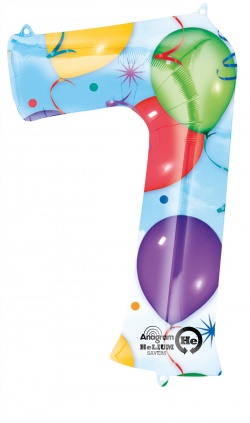 Balónek fóliový " 7 " barevný
