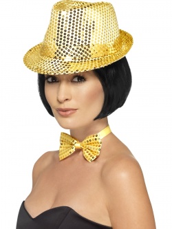Zlatý flitrovaný klobouk