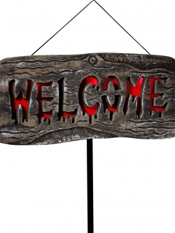 Svítící krvavá cedule WELCOME